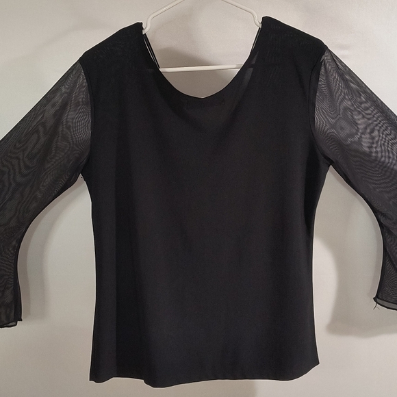 Sweet Tiger Women's Medium Black Long Sleeve Blouse W/Necklace - Picture 7 of 12